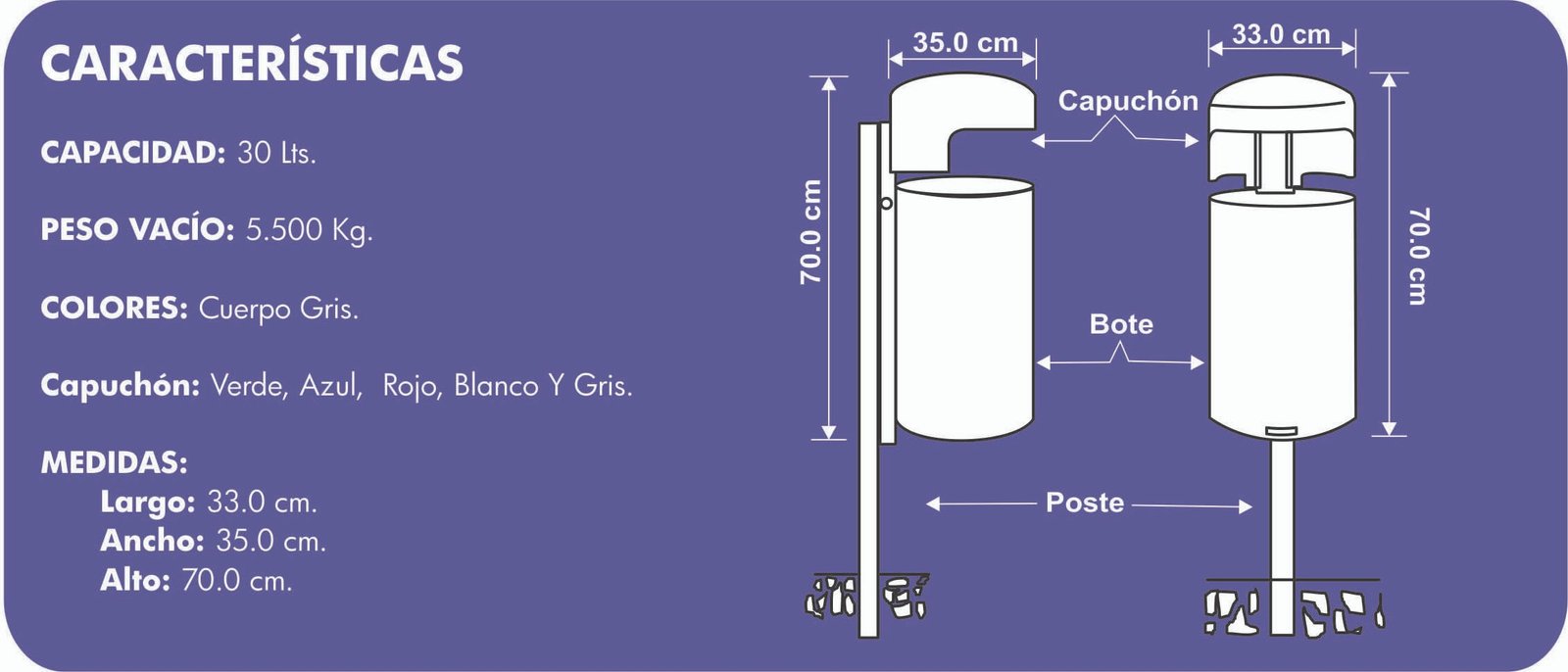 PAPELERA PARA BASURA CR-30 PAPELERA PARA BASURA CR-30