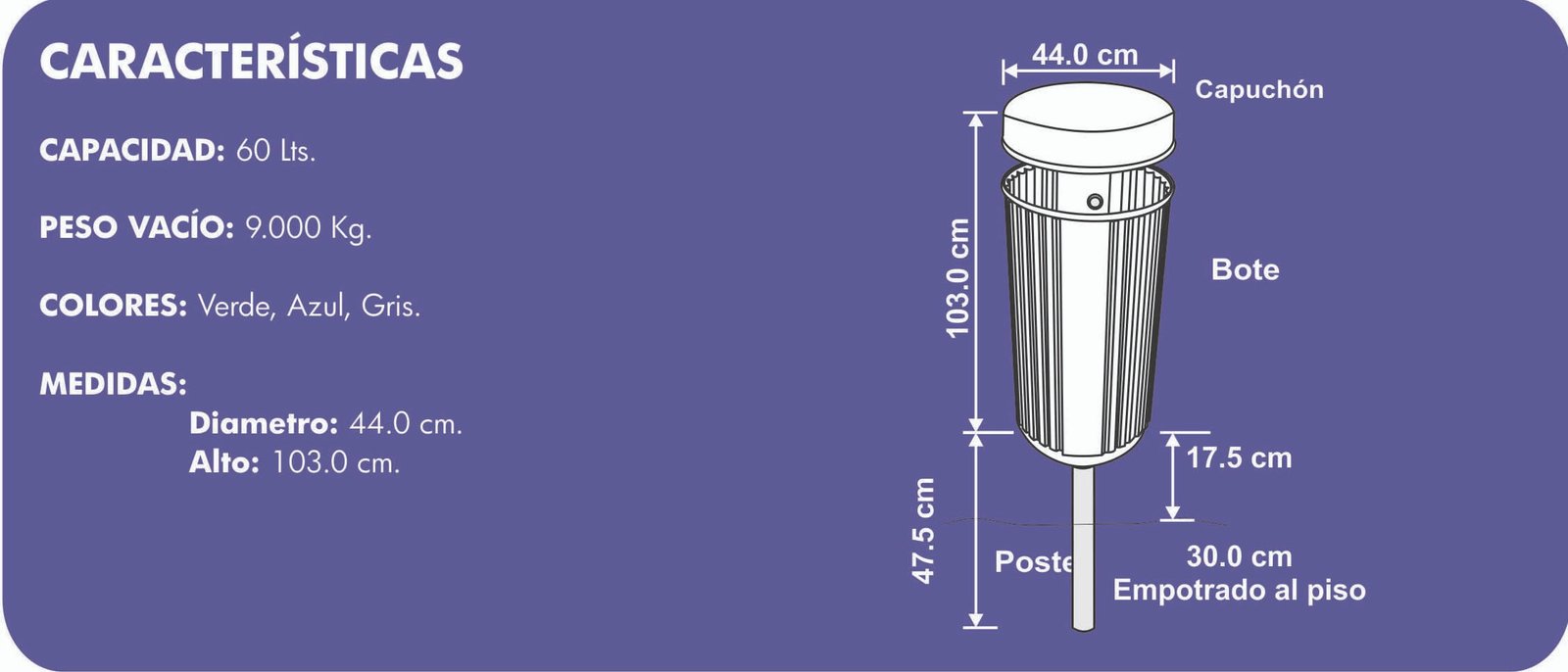 PAPELERA PARA BASURA CR-60 PAPELERA PARA BASURA CR-60