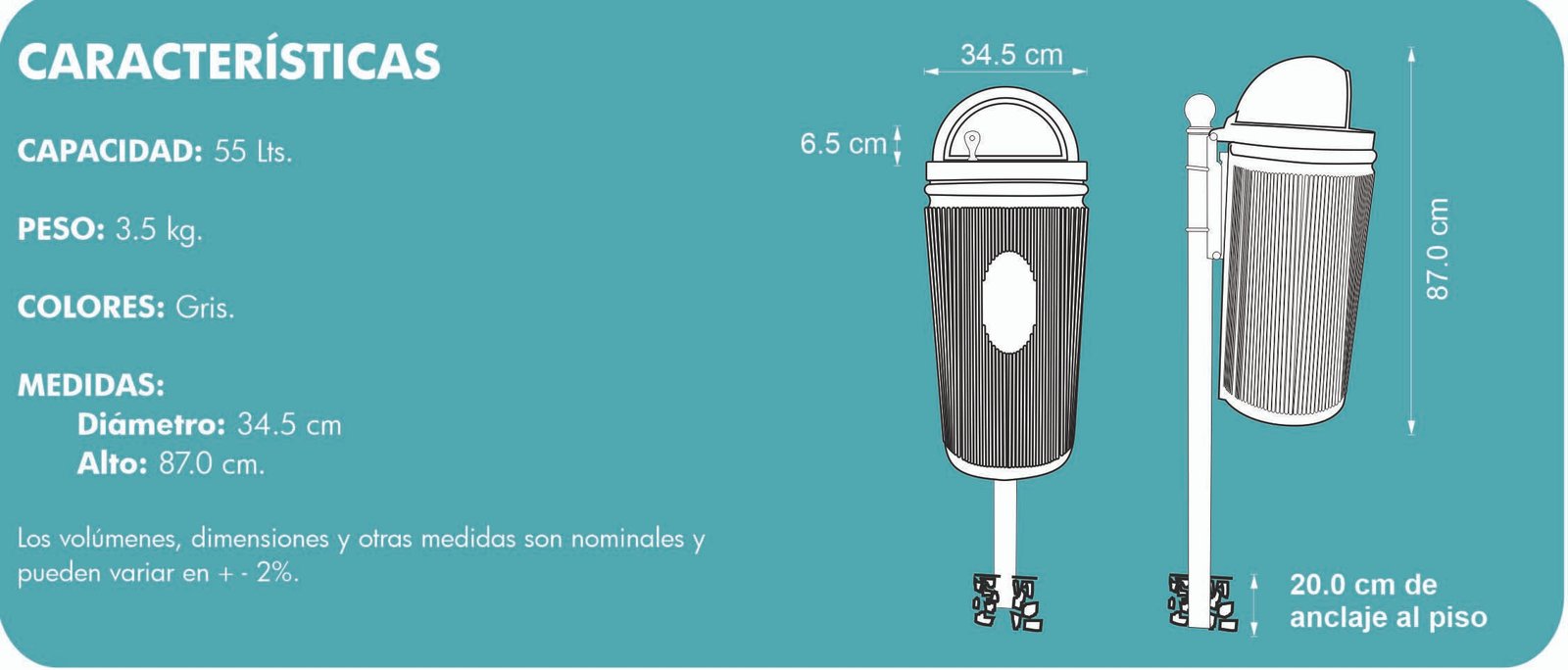 PAPELERA PARA BASURA URBIS 55 PAPELERA PARA BASURA URBIS 55