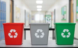 Reciclar en la escuela Reciclaje escolar Botes de basura en la escuela Reciclaje en clases