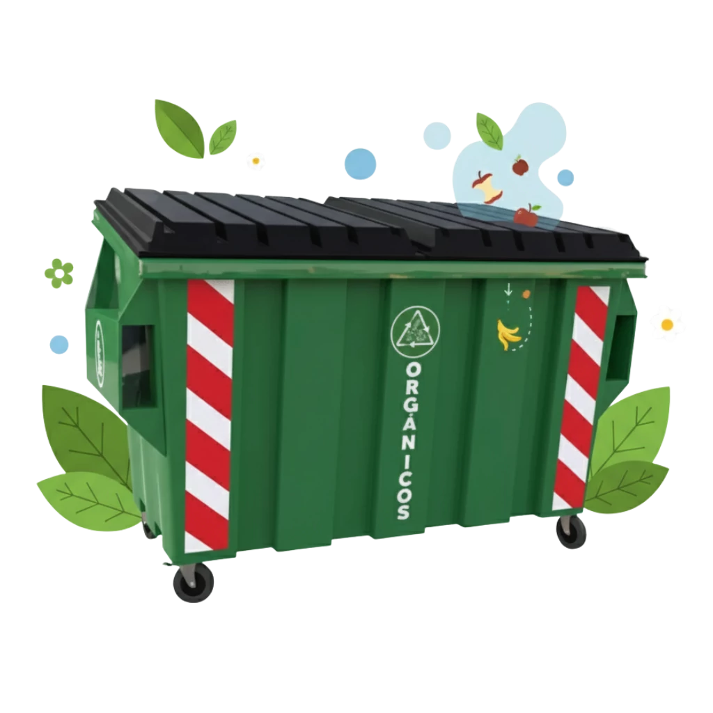 Contenedor de reciclaje industrial para residuos orgánicos 