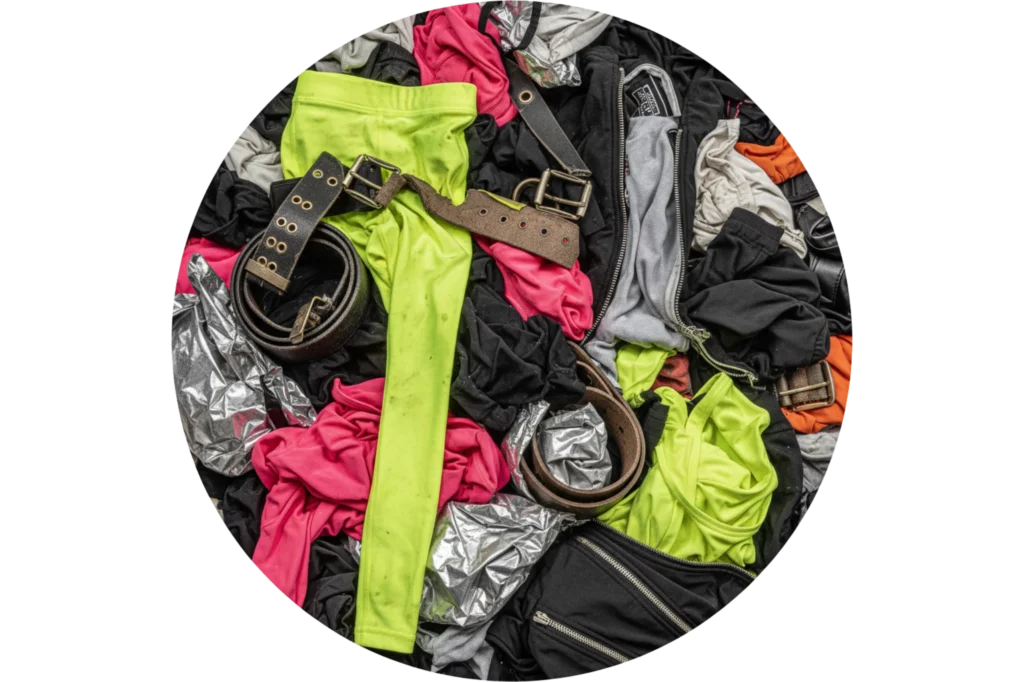 Ropa sintética y textiles mezclados entre los residuos que no se reciclan por su composición y fibras difíciles de separar.