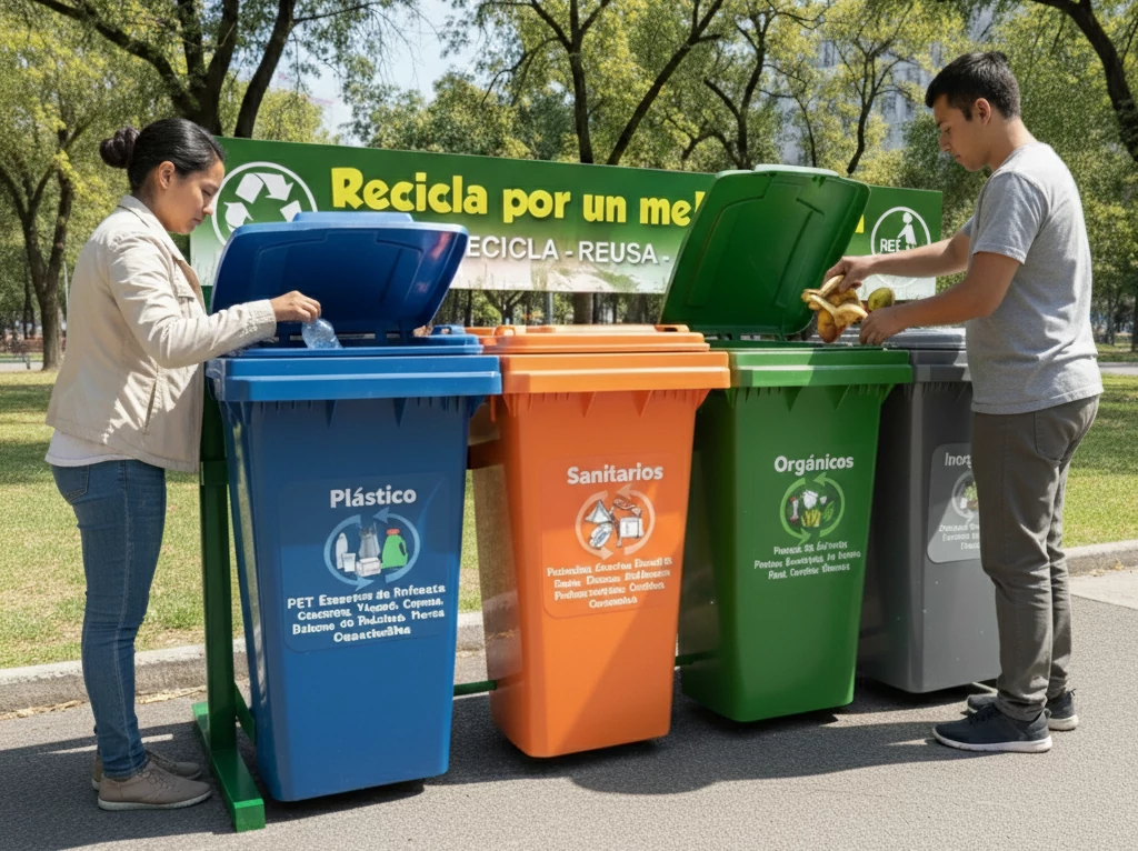 Separación correcta de residuos orgánicos, reciclables y no reciclables dentro del programa en CDMX